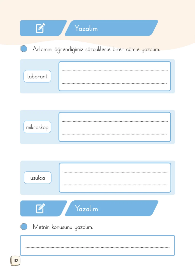 1. Sınıf Türkçe Ders Kitabı Cevapları Meb Yayınları 1. Kitap Sayfa 112