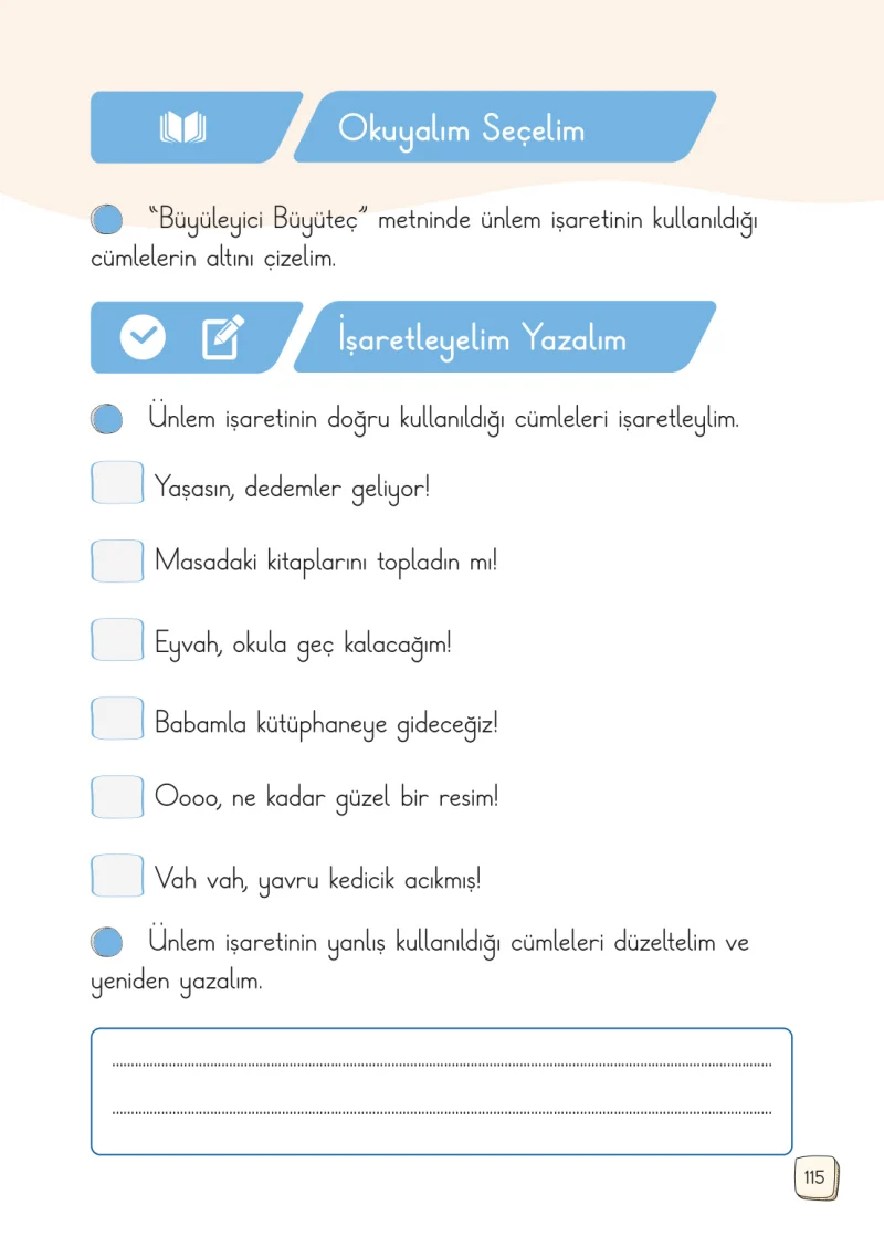 1. Sınıf Türkçe Ders Kitabı Cevapları Meb Yayınları 1. Kitap Sayfa 115