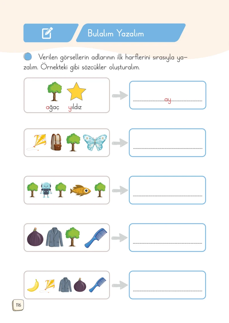 1. Sınıf Türkçe Ders Kitabı Cevapları Meb Yayınları 1. Kitap Sayfa 116