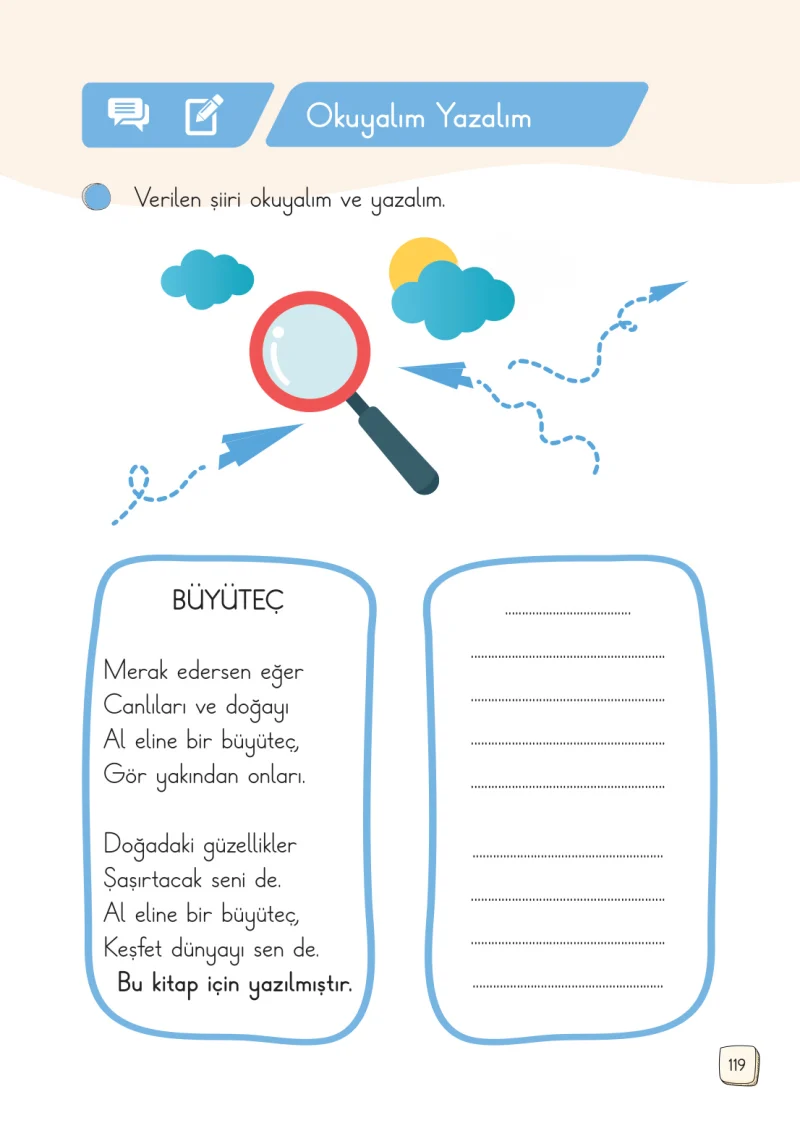 1. Sınıf Türkçe Ders Kitabı Cevapları Meb Yayınları 1. Kitap Sayfa 119