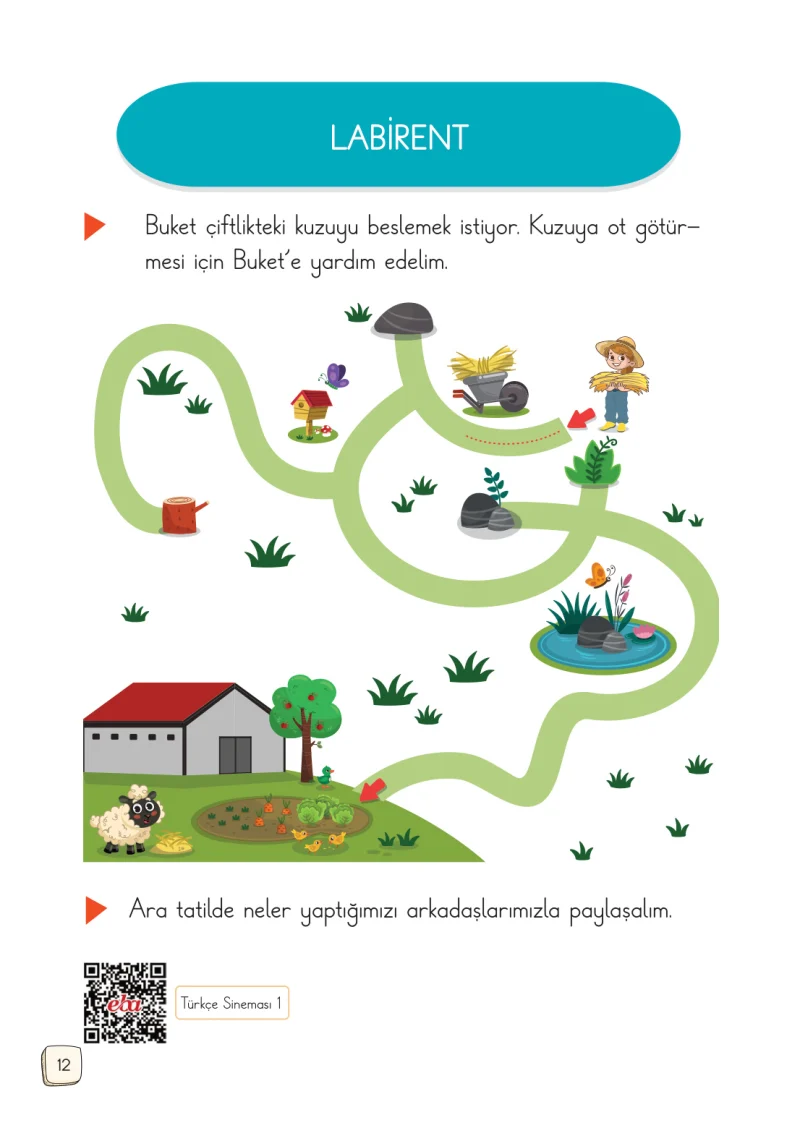 1. Sınıf Türkçe Ders Kitabı Cevapları Meb Yayınları 1. Kitap Sayfa 12
