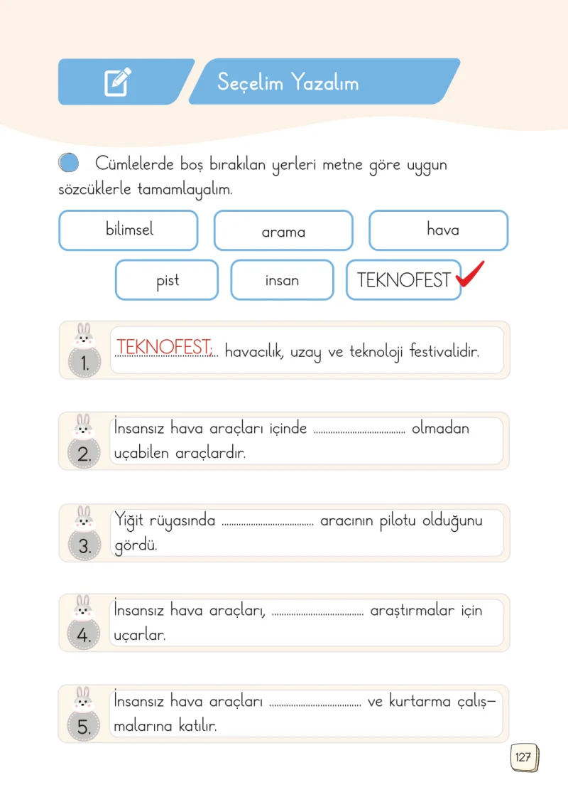 1. Sınıf Türkçe Ders Kitabı Cevapları Meb Yayınları 1. Kitap Sayfa 127