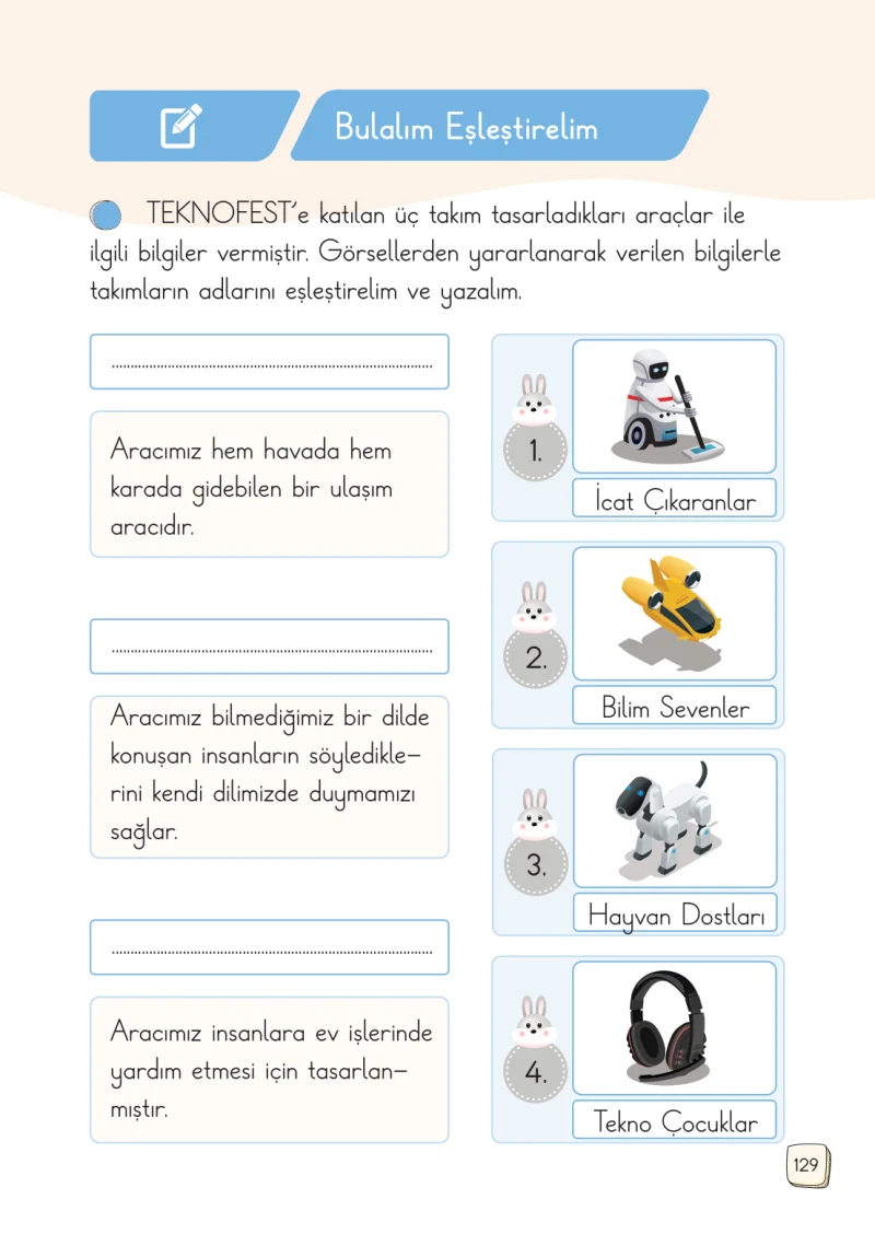 1. Sınıf Türkçe Ders Kitabı Cevapları Meb Yayınları 1. Kitap Sayfa 129