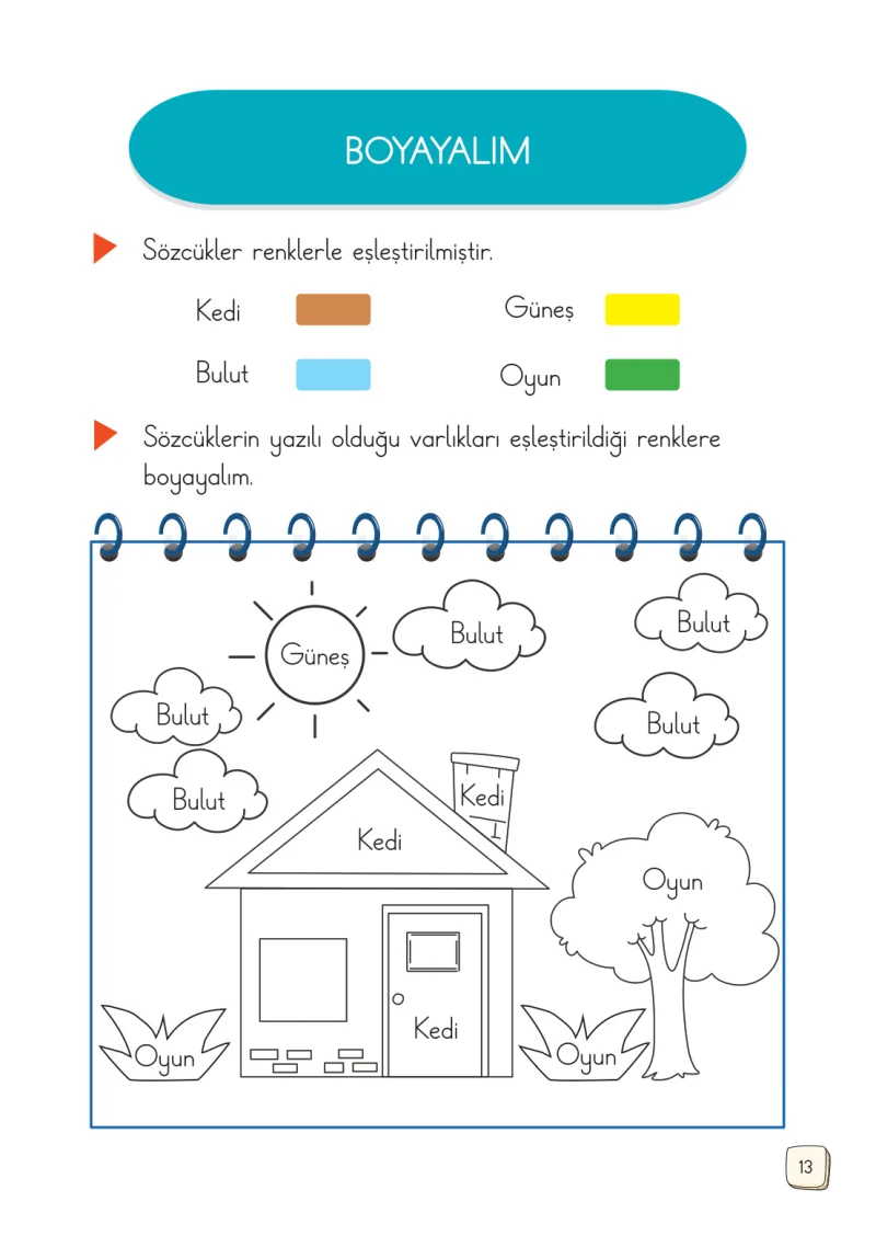 1. Sınıf Türkçe Ders Kitabı Cevapları Meb Yayınları 1. Kitap Sayfa 13