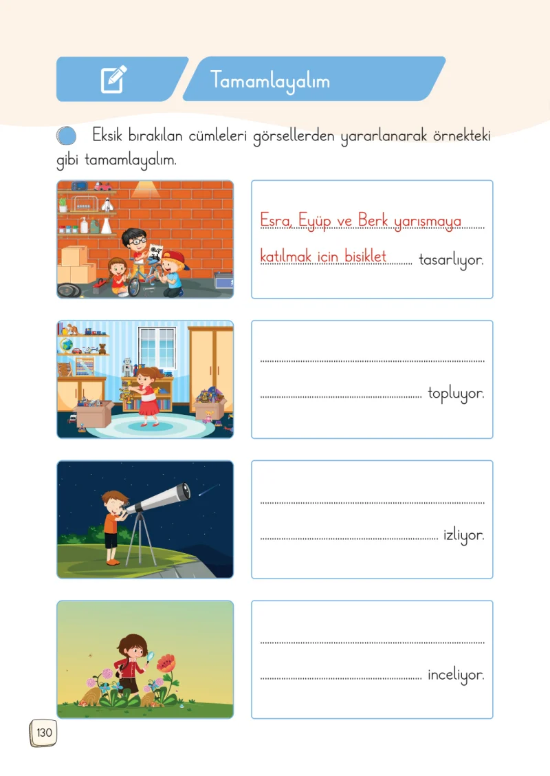 1. Sınıf Türkçe Ders Kitabı Cevapları Meb Yayınları 1. Kitap Sayfa 130