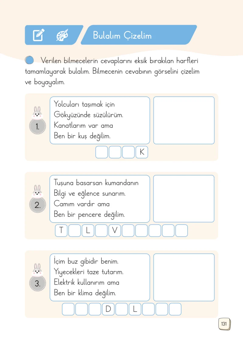 1. Sınıf Türkçe Ders Kitabı Cevapları Meb Yayınları 1. Kitap Sayfa 131