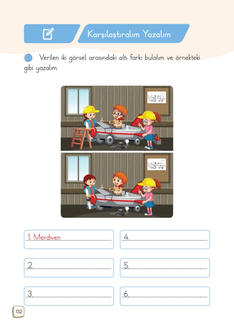 1. Sınıf Türkçe Ders Kitabı Cevapları Meb Yayınları 1. Kitap Sayfa 132