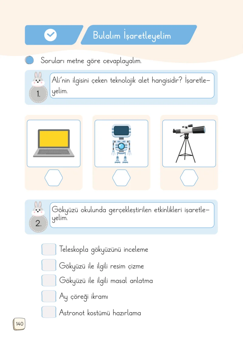 1. Sınıf Türkçe Ders Kitabı Cevapları Meb Yayınları 1. Kitap Sayfa 140