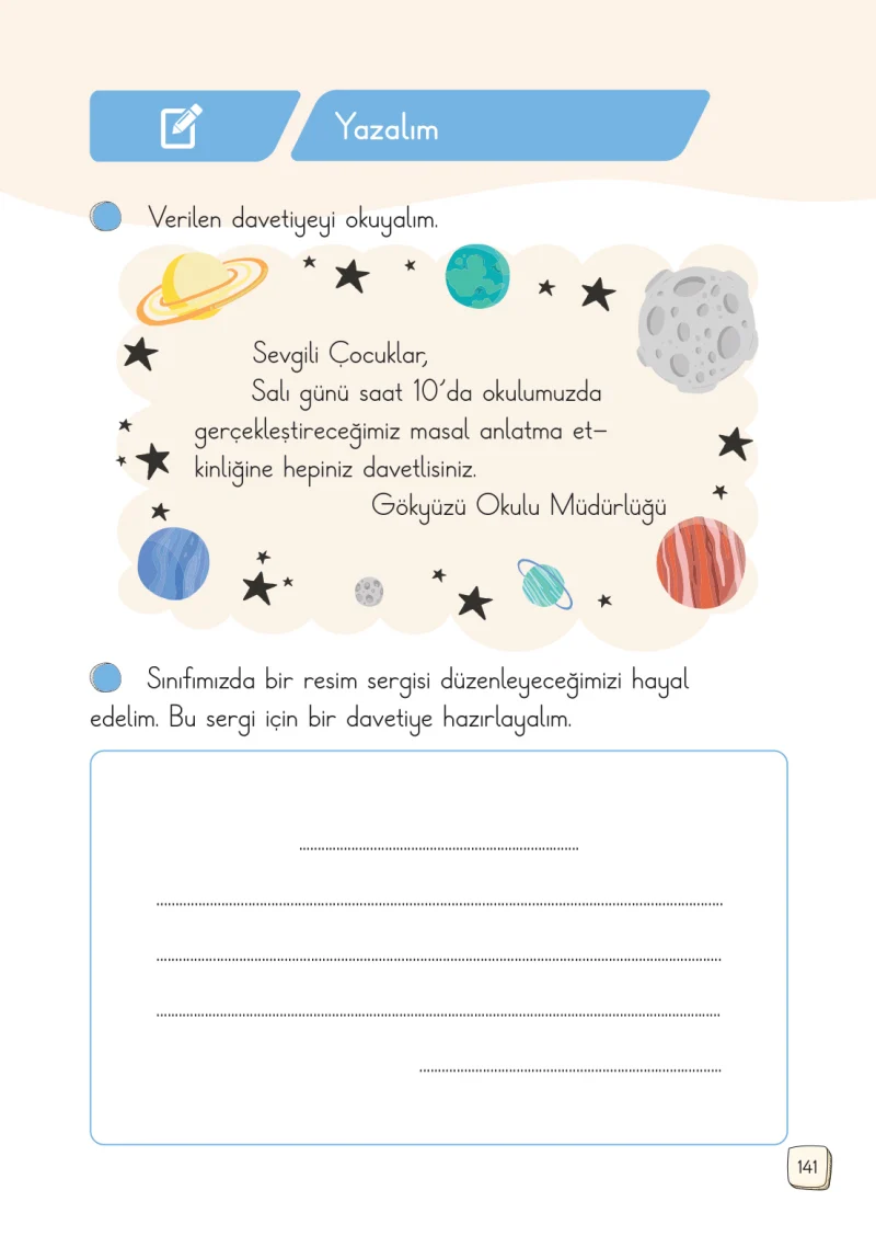 1. Sınıf Türkçe Ders Kitabı Cevapları Meb Yayınları 1. Kitap Sayfa 141