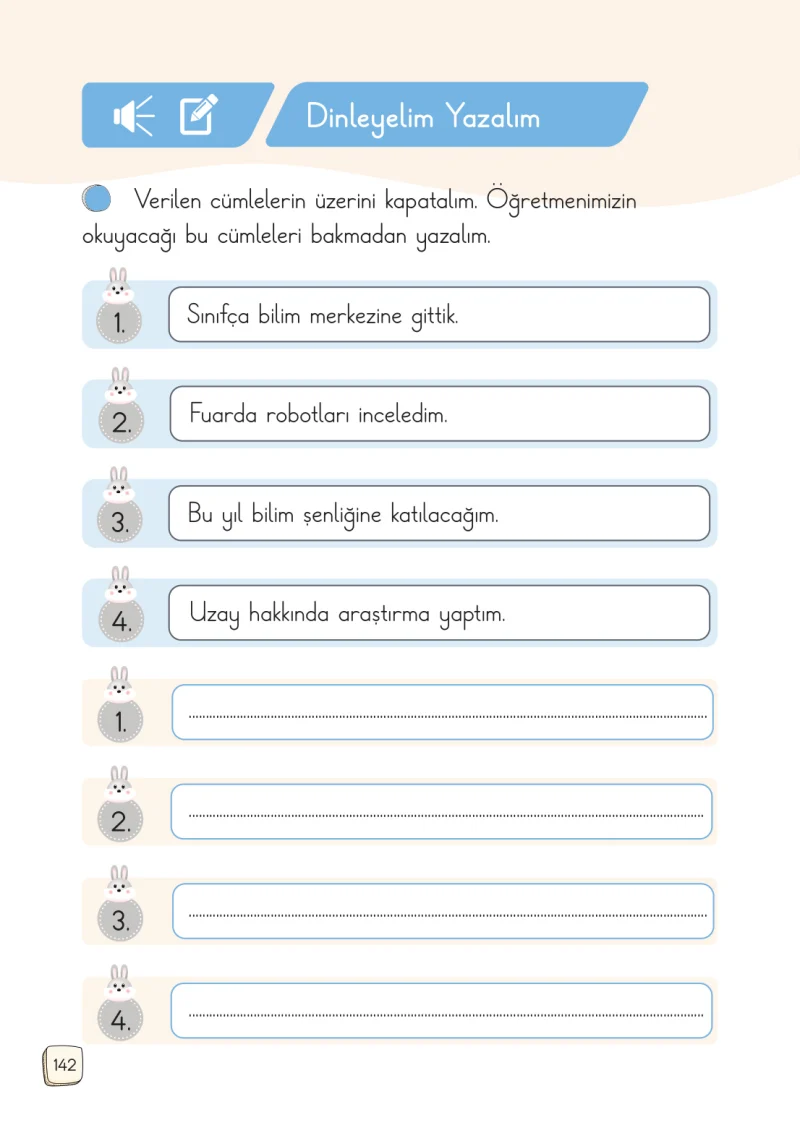 1. Sınıf Türkçe Ders Kitabı Cevapları Meb Yayınları 1. Kitap Sayfa 142