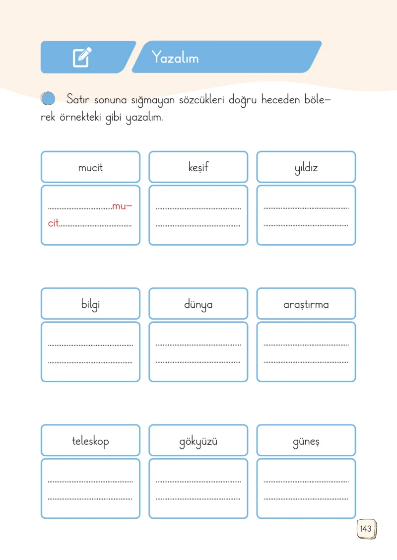 1. Sınıf Türkçe Ders Kitabı Cevapları Meb Yayınları 1. Kitap Sayfa 143