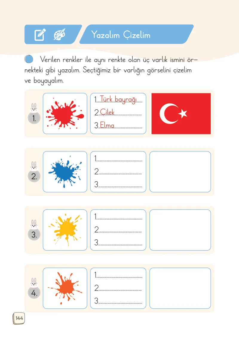 1. Sınıf Türkçe Ders Kitabı Cevapları Meb Yayınları 1. Kitap Sayfa 144