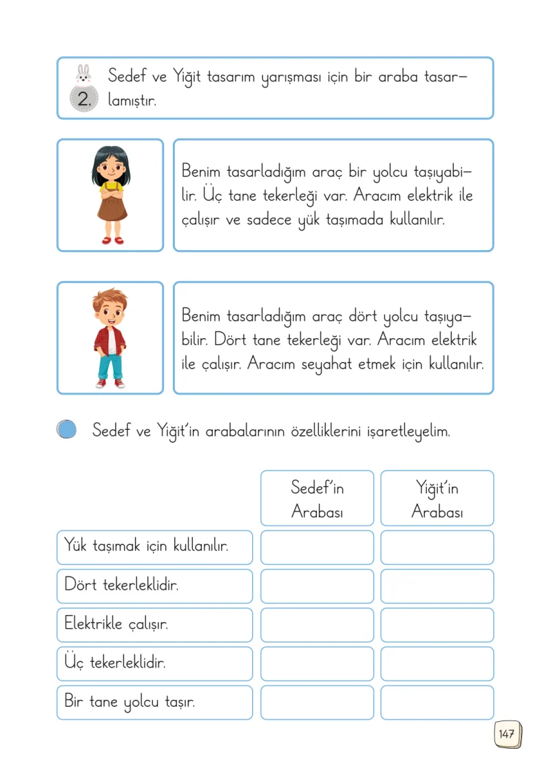 1. Sınıf Türkçe Ders Kitabı Cevapları Meb Yayınları 1. Kitap Sayfa 147
