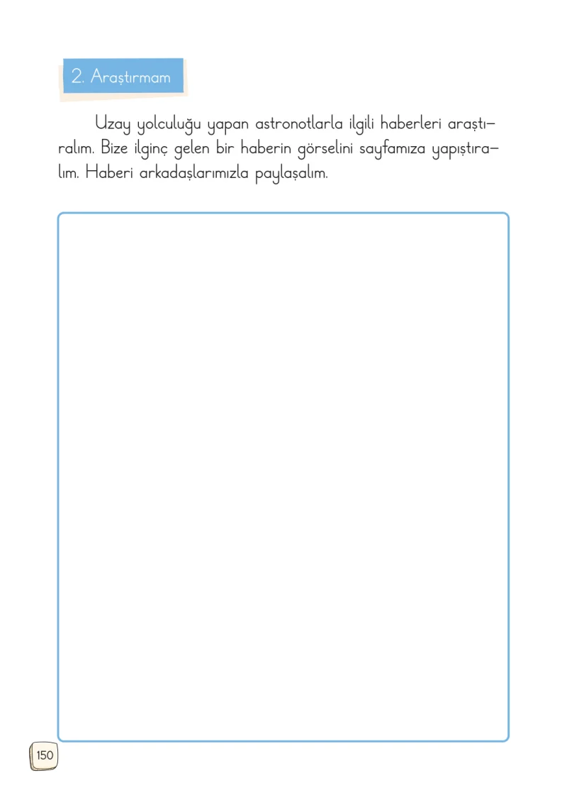 1. Sınıf Türkçe Ders Kitabı Cevapları Meb Yayınları 1. Kitap Sayfa 150