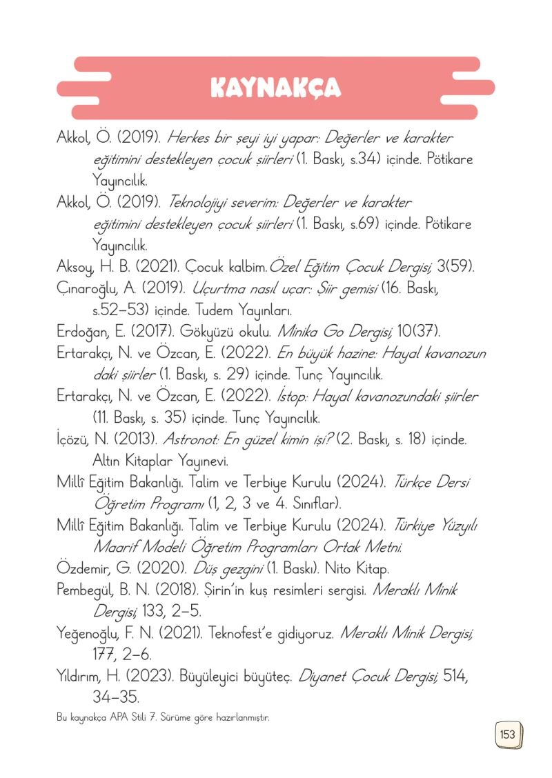 1. Sınıf Türkçe Ders Kitabı Cevapları Meb Yayınları 1. Kitap Sayfa 153