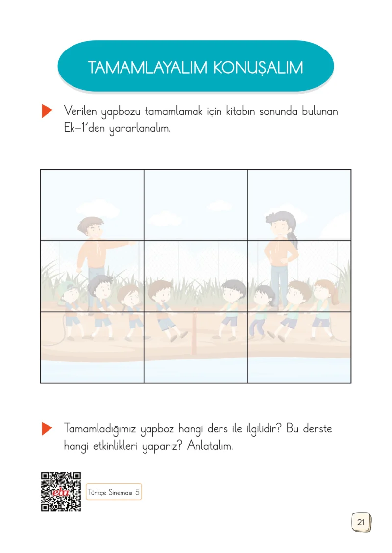 1. Sınıf Türkçe Ders Kitabı Cevapları Meb Yayınları 1. Kitap Sayfa 21