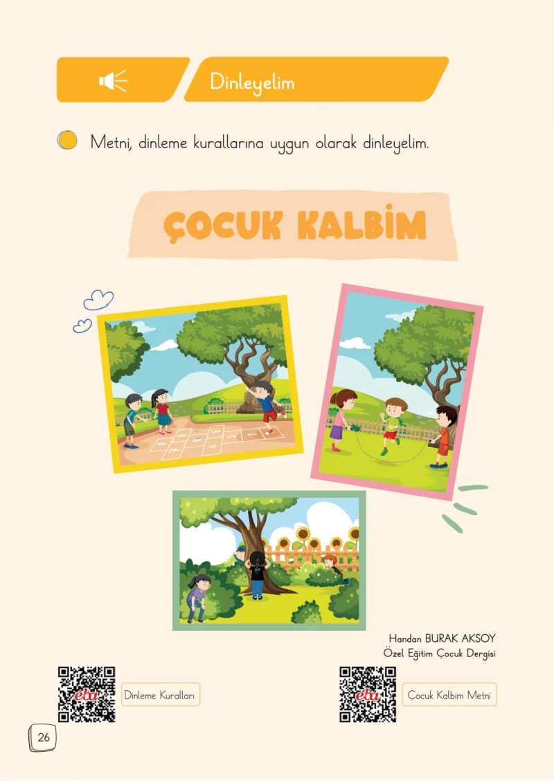 1. Sınıf Türkçe Ders Kitabı Cevapları Meb Yayınları 1. Kitap Sayfa 26