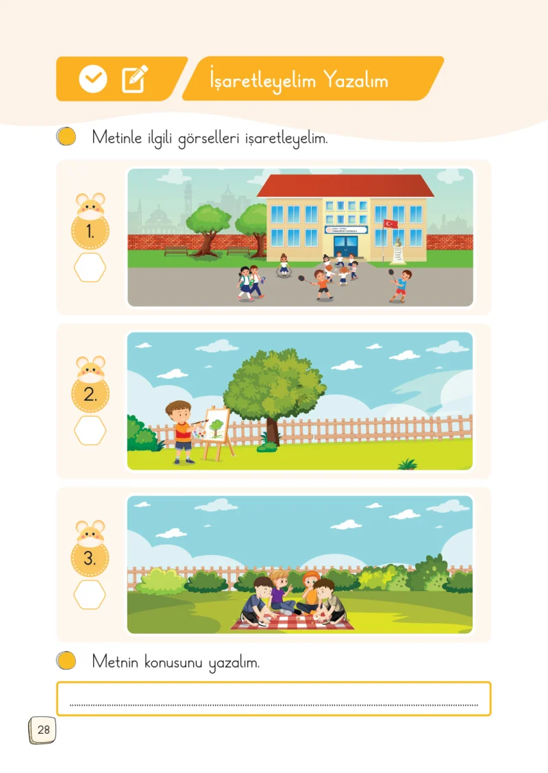 1. Sınıf Türkçe Ders Kitabı Cevapları Meb Yayınları 1. Kitap Sayfa 28
