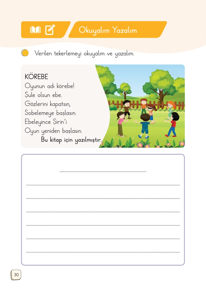 1. Sınıf Türkçe Ders Kitabı Cevapları Meb Yayınları 1. Kitap Sayfa 30