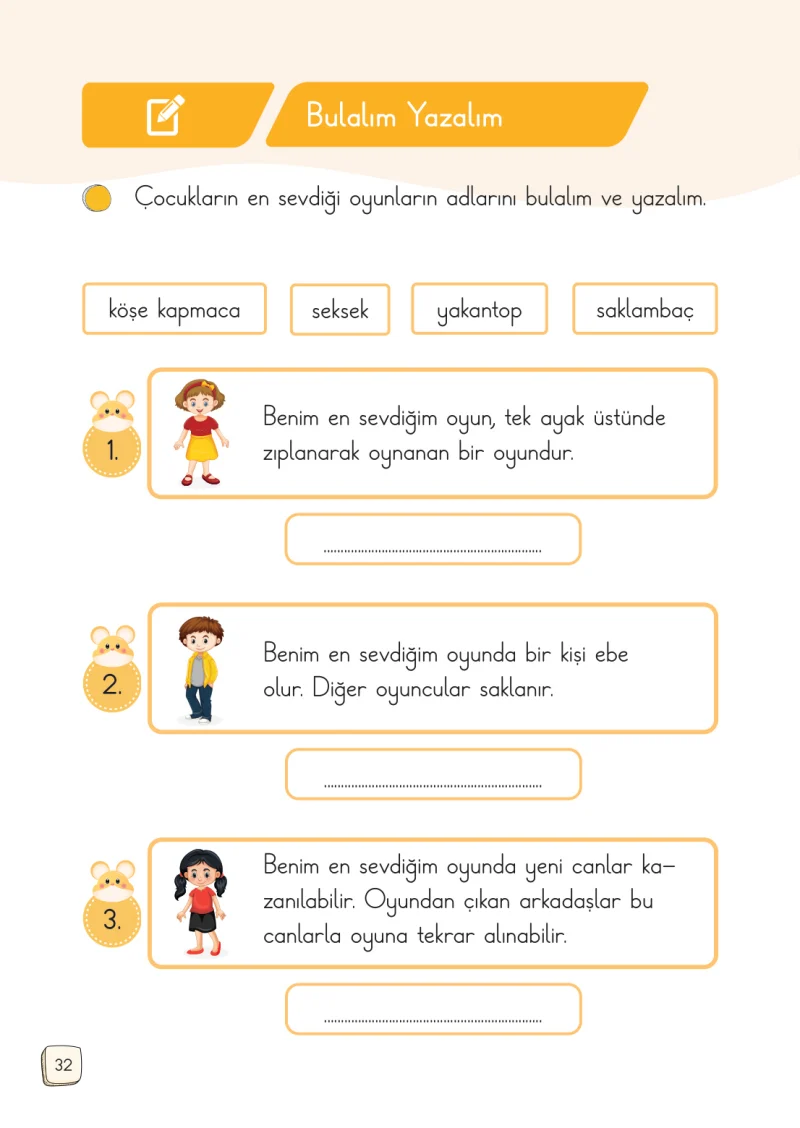 1. Sınıf Türkçe Ders Kitabı Cevapları Meb Yayınları 1. Kitap Sayfa 32