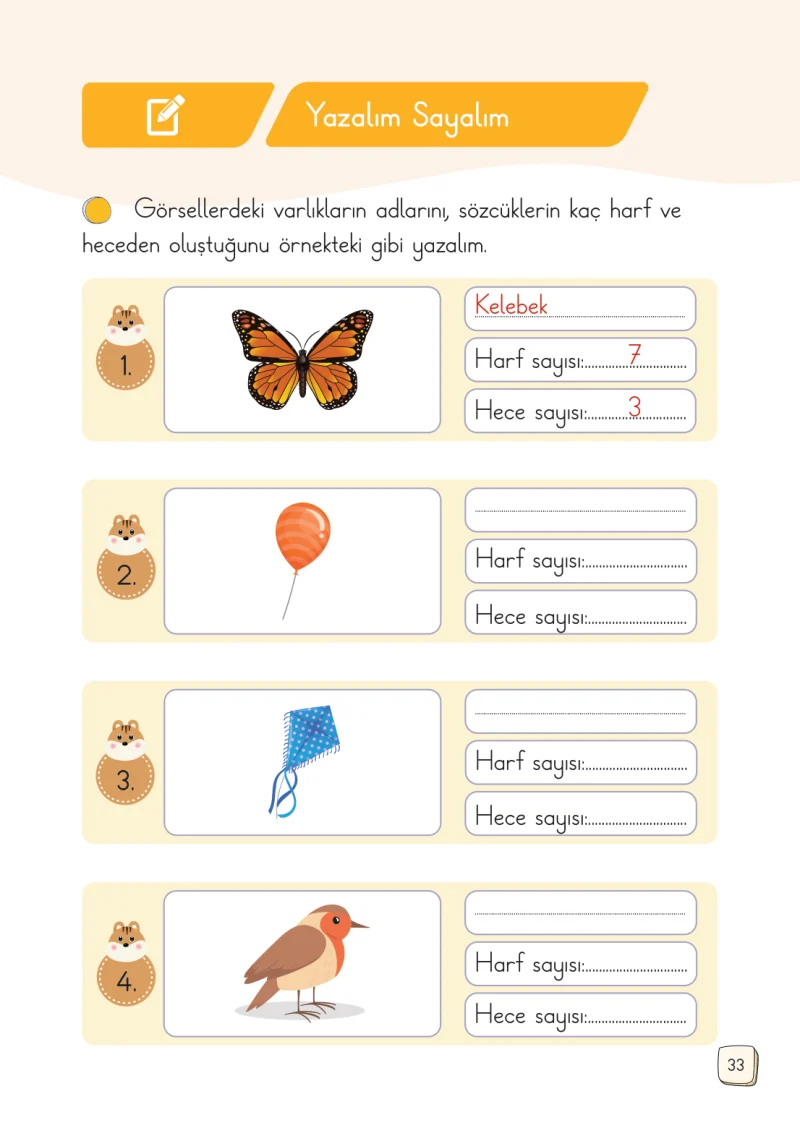 1. Sınıf Türkçe Ders Kitabı Cevapları Meb Yayınları 1. Kitap Sayfa 33