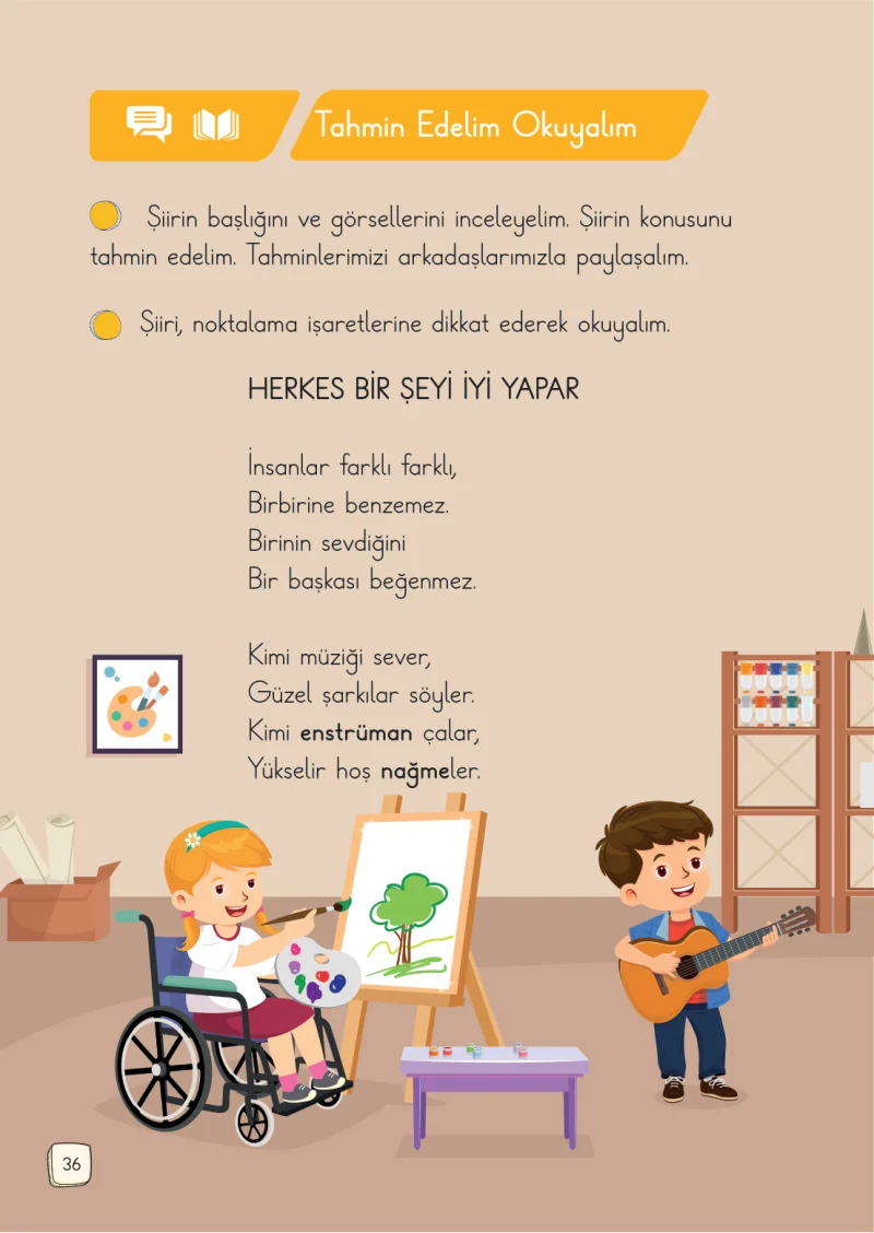 1. Sınıf Türkçe Ders Kitabı Cevapları Meb Yayınları 1. Kitap Sayfa 36