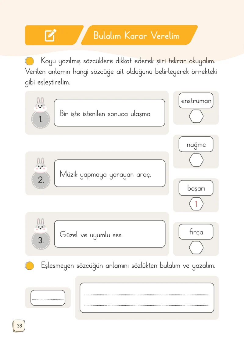 1. Sınıf Türkçe Ders Kitabı Cevapları Meb Yayınları 1. Kitap Sayfa 38