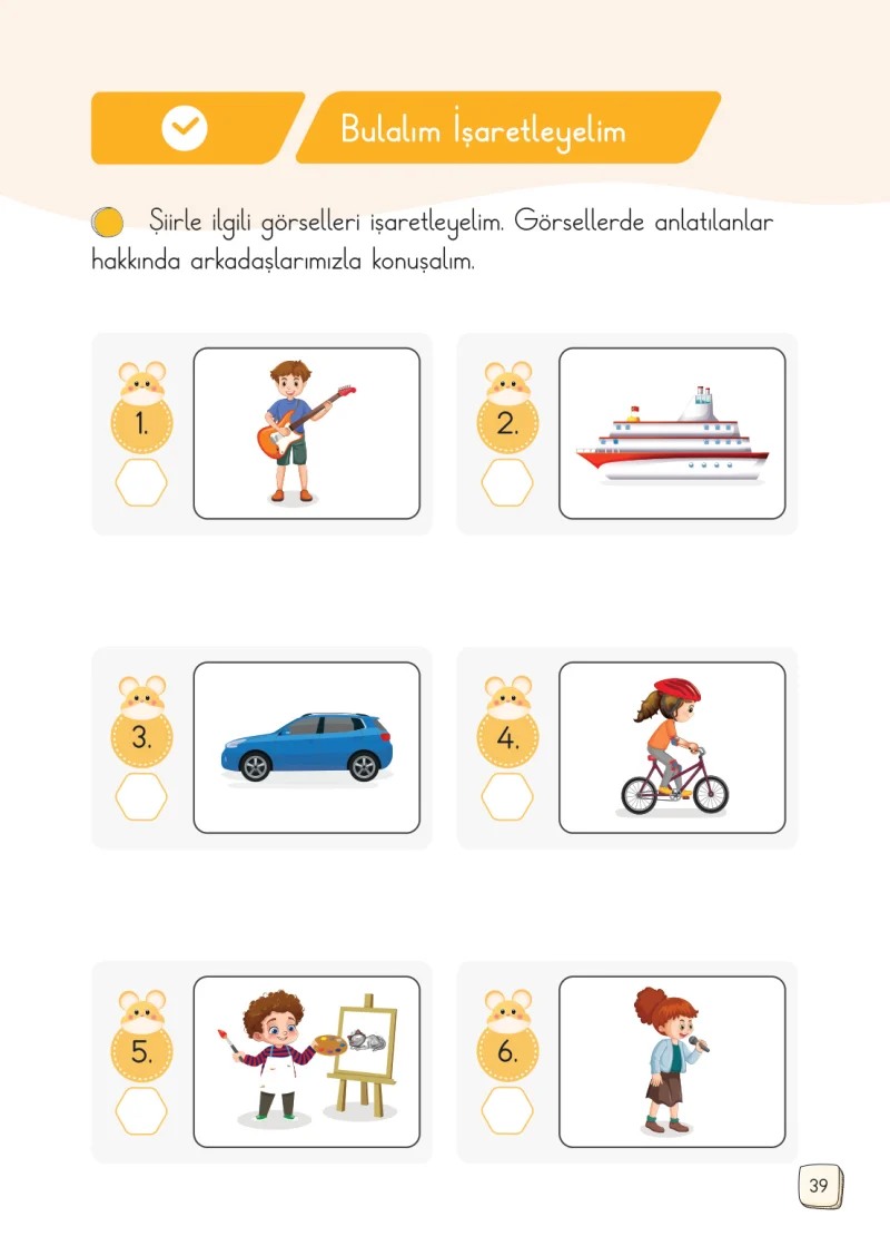 1. Sınıf Türkçe Ders Kitabı Cevapları Meb Yayınları 1. Kitap Sayfa 39