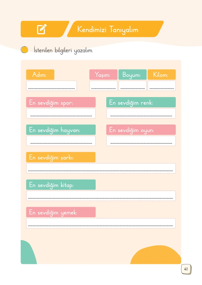 1. Sınıf Türkçe Ders Kitabı Cevapları Meb Yayınları 1. Kitap Sayfa 41