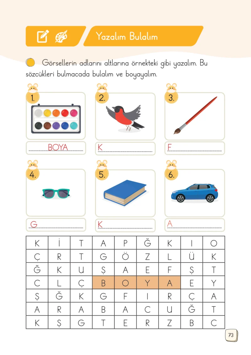1. Sınıf Türkçe Ders Kitabı Cevapları Meb Yayınları 1. Kitap Sayfa 73
