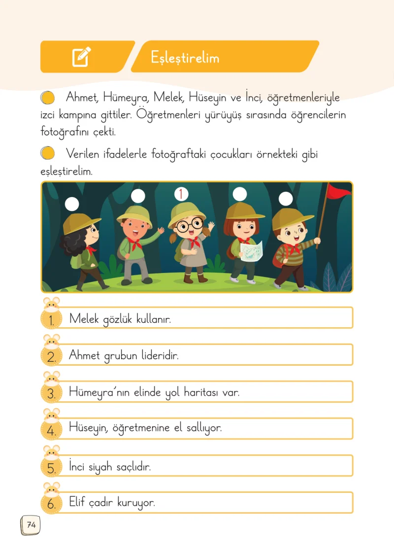 1. Sınıf Türkçe Ders Kitabı Cevapları Meb Yayınları 1. Kitap Sayfa 74