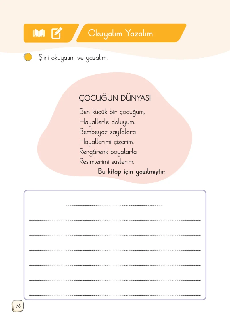 1. Sınıf Türkçe Ders Kitabı Cevapları Meb Yayınları 1. Kitap Sayfa 76