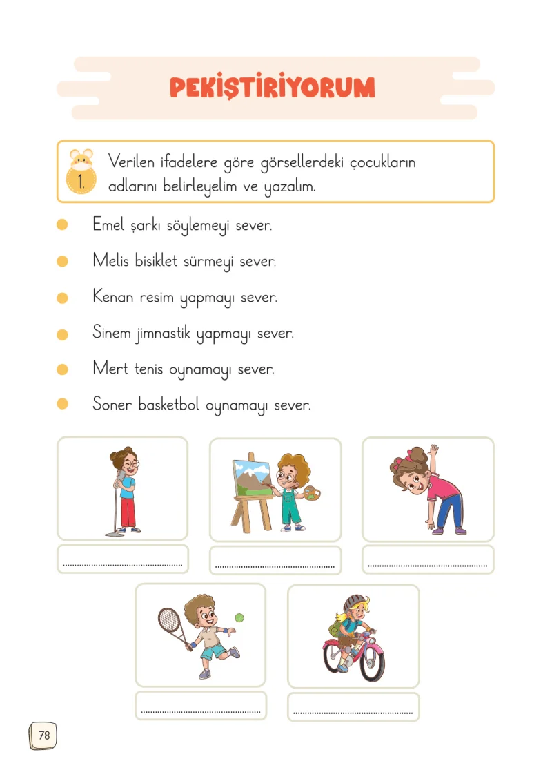 1. Sınıf Türkçe Ders Kitabı Cevapları Meb Yayınları 1. Kitap Sayfa 78