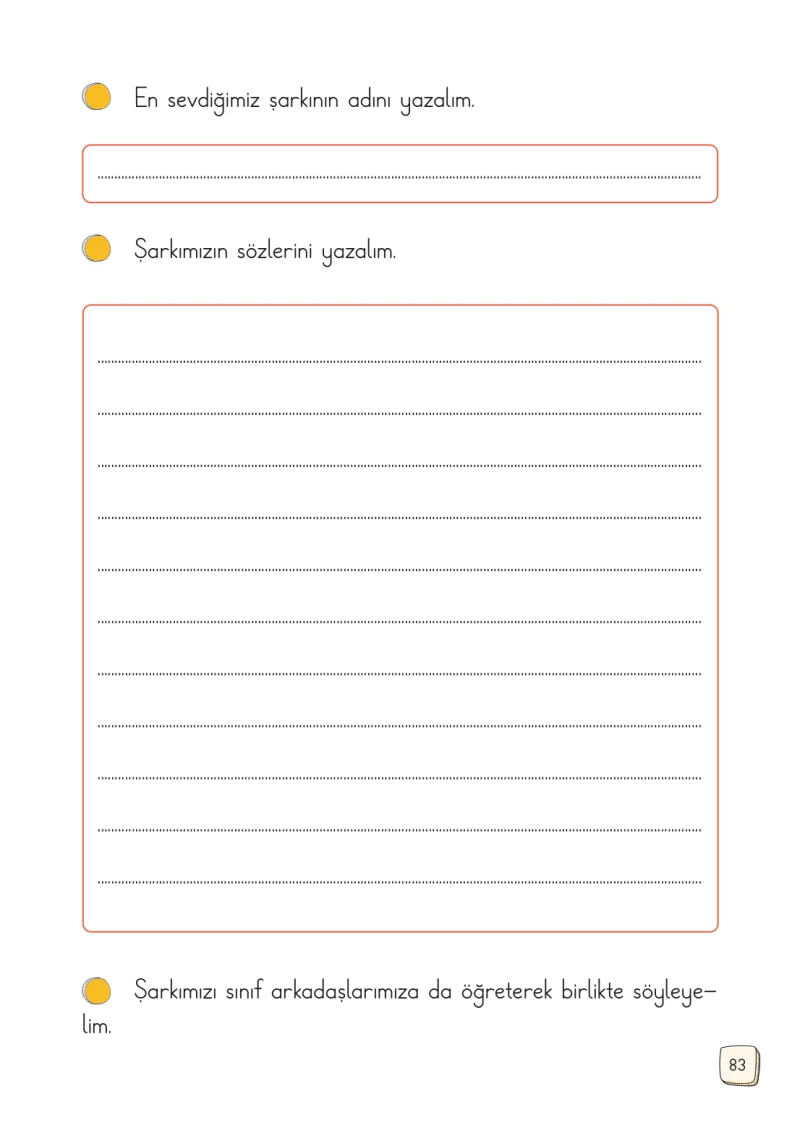 1. Sınıf Türkçe Ders Kitabı Cevapları Meb Yayınları 1. Kitap Sayfa 83