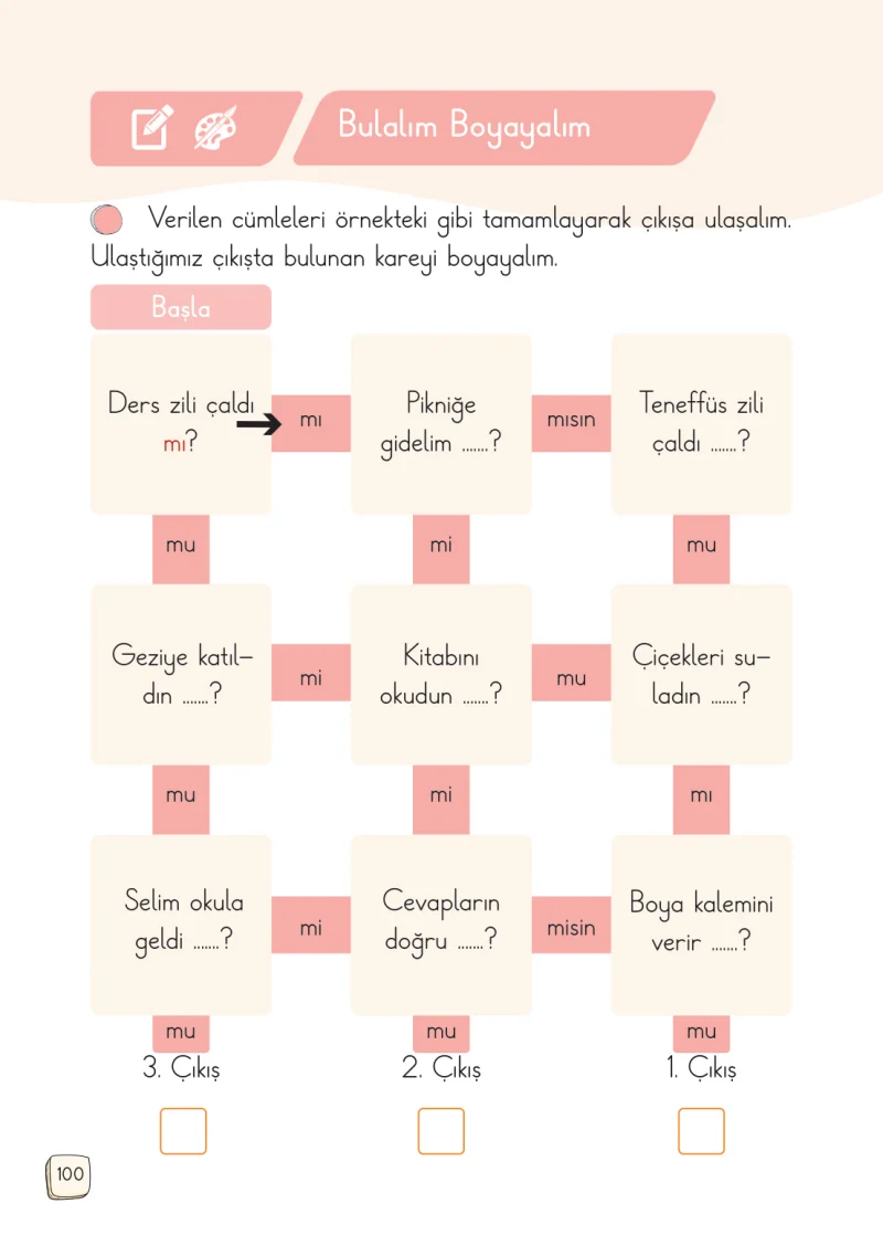 1. Sınıf Türkçe Ders Kitabı Cevapları Meb Yayınları 2. Kitap Sayfa 100