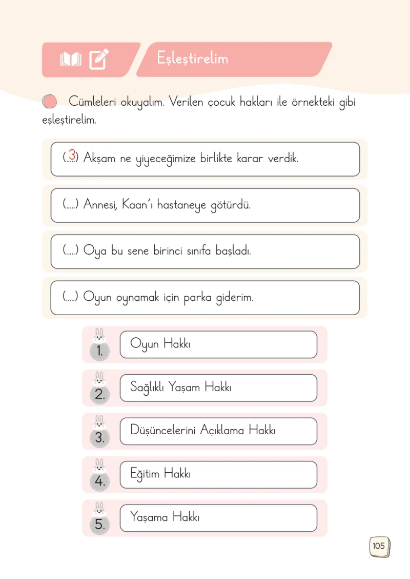 1. Sınıf Türkçe Ders Kitabı Cevapları Meb Yayınları 2. Kitap Sayfa 105