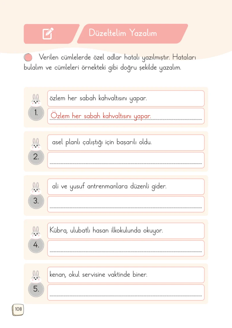 1. Sınıf Türkçe Ders Kitabı Cevapları Meb Yayınları 2. Kitap Sayfa 108