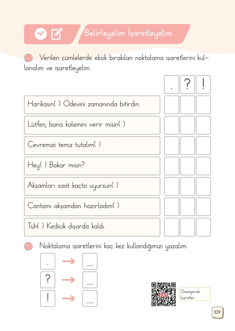1. Sınıf Türkçe Ders Kitabı Cevapları Meb Yayınları 2. Kitap Sayfa 109