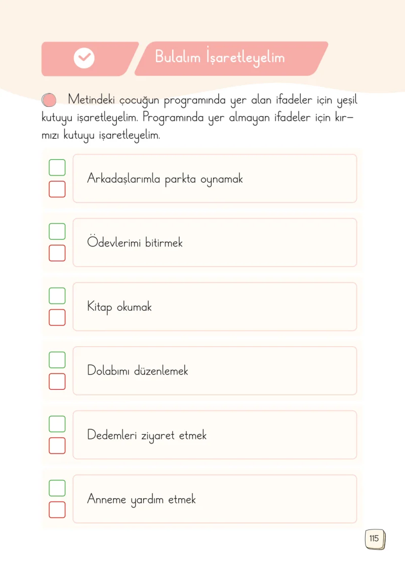 1. Sınıf Türkçe Ders Kitabı Cevapları Meb Yayınları 2. Kitap Sayfa 115