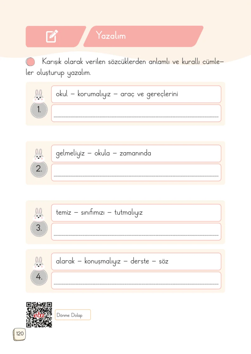 1. Sınıf Türkçe Ders Kitabı Cevapları Meb Yayınları 2. Kitap Sayfa 120