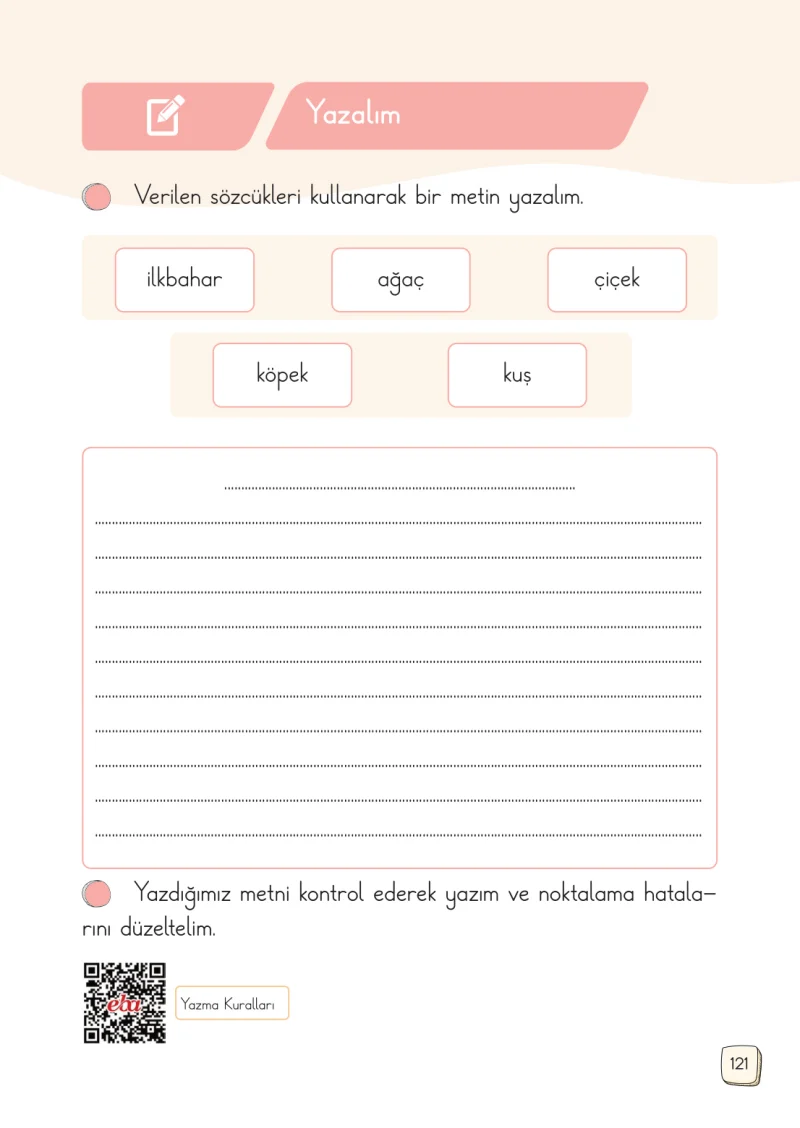1. Sınıf Türkçe Ders Kitabı Cevapları Meb Yayınları 2. Kitap Sayfa 121