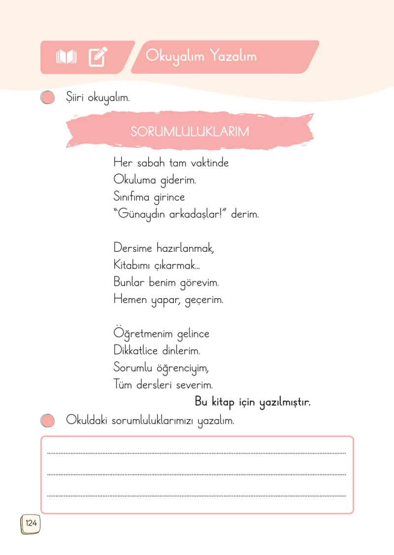 1. Sınıf Türkçe Ders Kitabı Cevapları Meb Yayınları 2. Kitap Sayfa 124