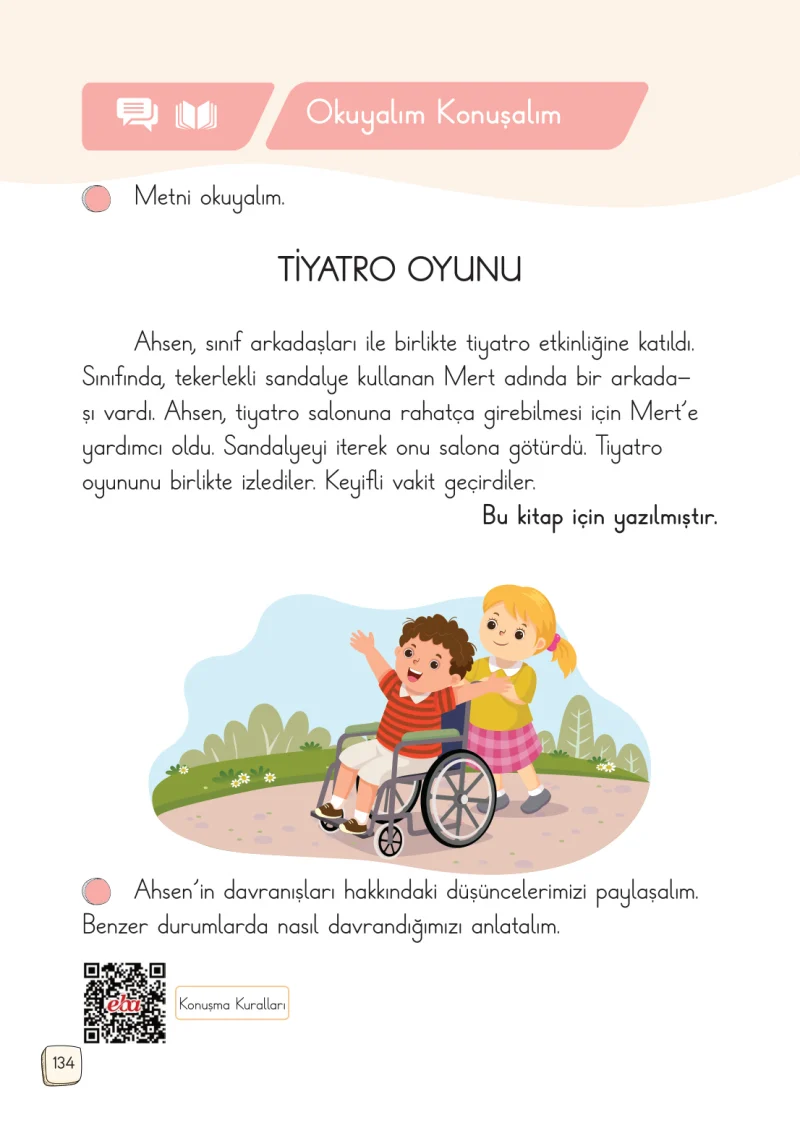1. Sınıf Türkçe Ders Kitabı Cevapları Meb Yayınları 2. Kitap Sayfa 134