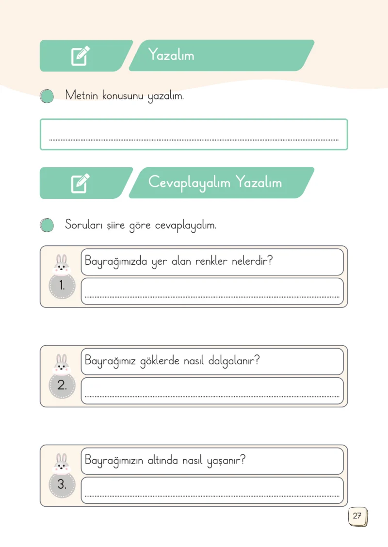 1. Sınıf Türkçe Ders Kitabı Cevapları Meb Yayınları 2. Kitap Sayfa 27