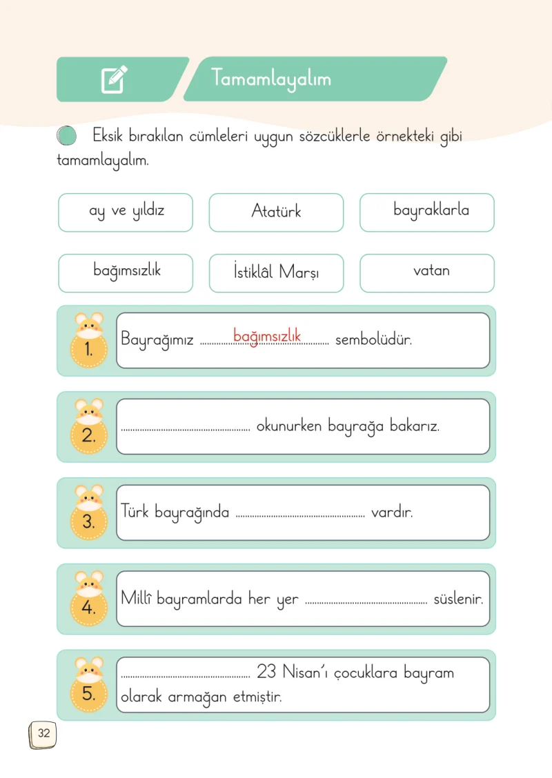1. Sınıf Türkçe Ders Kitabı Cevapları Meb Yayınları 2. Kitap Sayfa 32