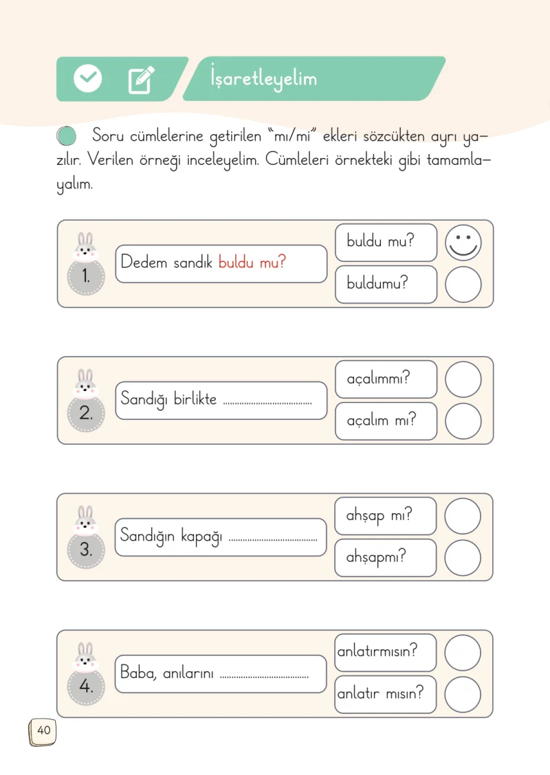 1. Sınıf Türkçe Ders Kitabı Cevapları Meb Yayınları 2. Kitap Sayfa 40