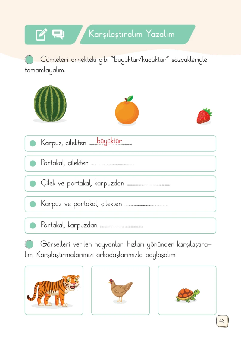 1. Sınıf Türkçe Ders Kitabı Cevapları Meb Yayınları 2. Kitap Sayfa 43