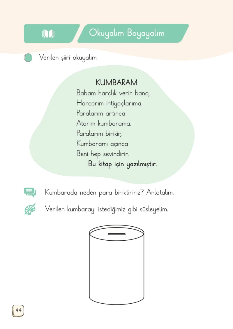 1. Sınıf Türkçe Ders Kitabı Cevapları Meb Yayınları 2. Kitap Sayfa 44