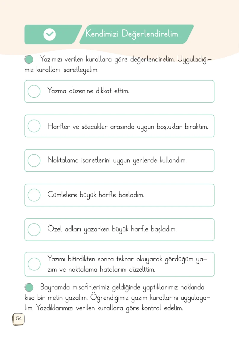 1. Sınıf Türkçe Ders Kitabı Cevapları Meb Yayınları 2. Kitap Sayfa 54
