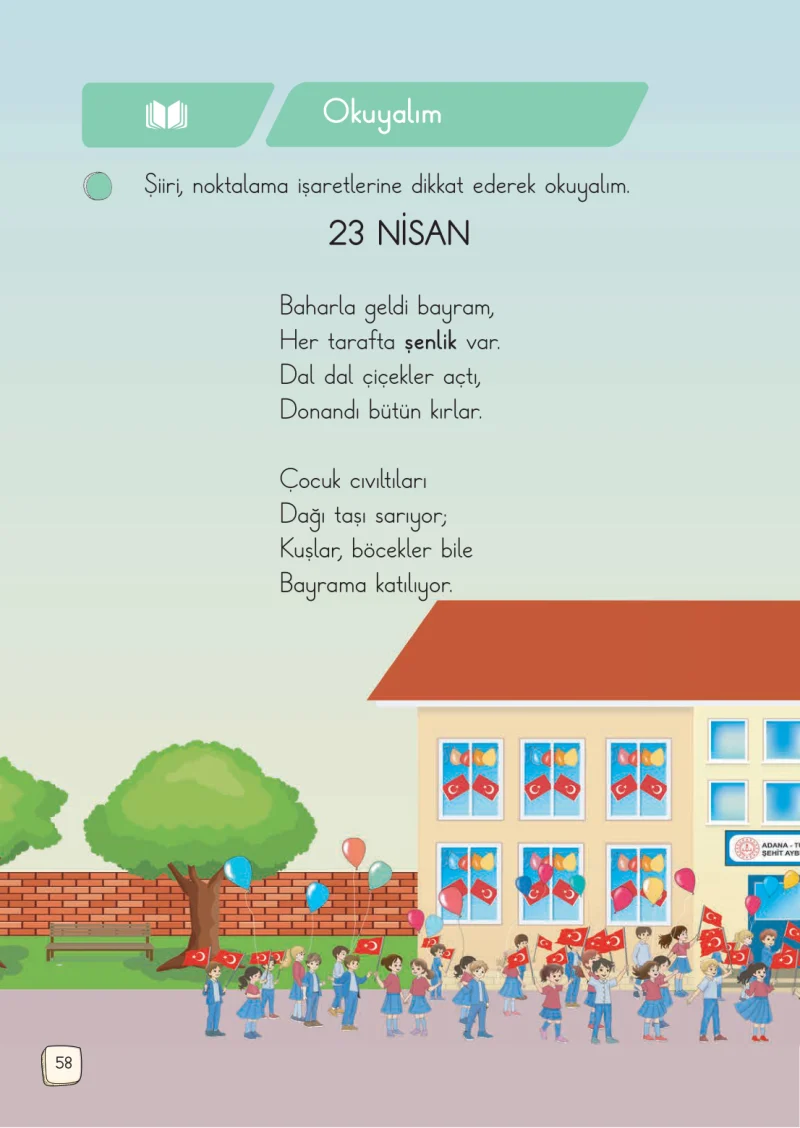 1. Sınıf Türkçe Ders Kitabı Cevapları Meb Yayınları 2. Kitap Sayfa 58